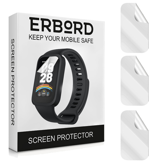 3x ERBORD Hydrogélová fólia pre Xiaomi Smart Band 9 Active