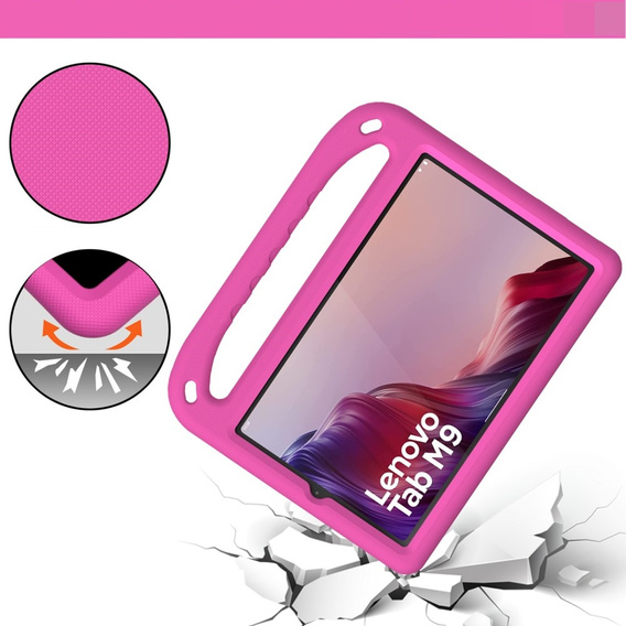 Detské puzdro pre Lenovo Tab M9, detské puzdro s rukoväťou, ružové