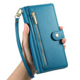 Klapkové puzdro pre Samsung Galaxy S25, Wallet Zipper Pocket, modré