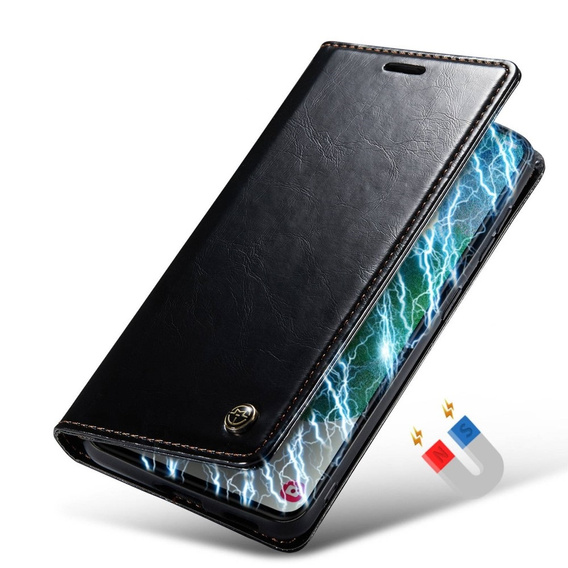 CASEME flipové puzdro pre Samsung Galaxy S21 FE, Waxy Textured, čierne