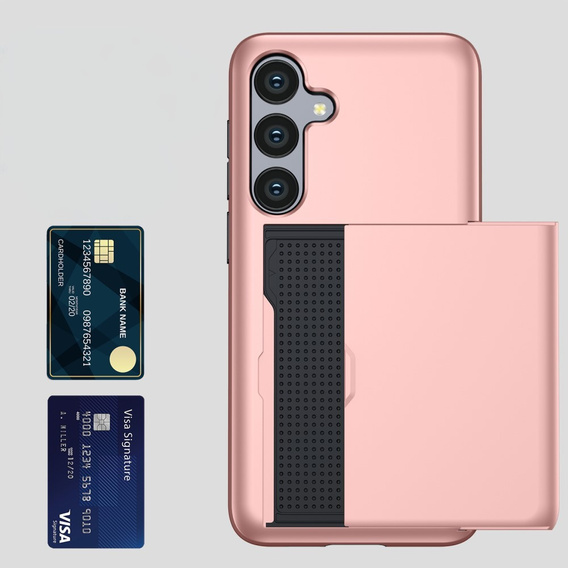 Obal na mobil pre Samsung Galaxy A56 5G, Sliding Card Holder, ružové