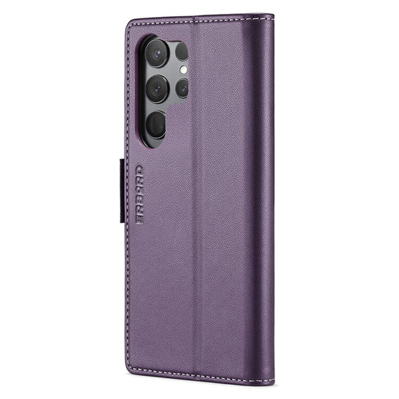 Puzdro pre Samsung Galaxy S25 Ultra, ERBORD Glossy Litchi, flipová peňaženka, fialové