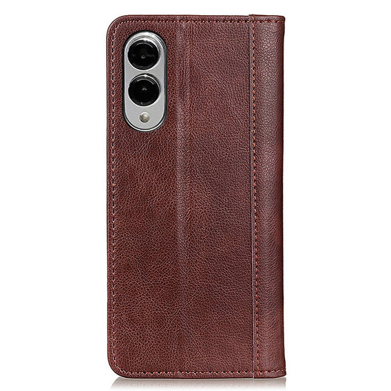 Flipové puzdro pre Samsung Galaxy S25 Edge, Split Leather, hnedé