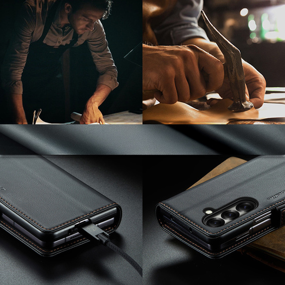 CASEME Litchi Wallet flipové puzdro pre Samsung Galaxy Z Fold7 5G