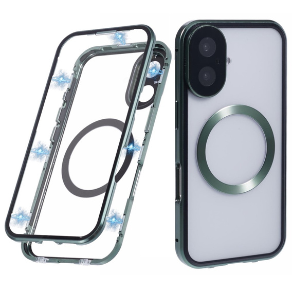 Magnetické puzdro Dual Glass MagSafe pre iPhone 16, zelený