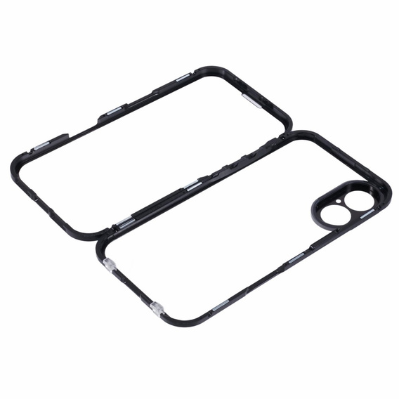 Puzdro pre iPhone 16, Magnetic Dual Glass, čierne