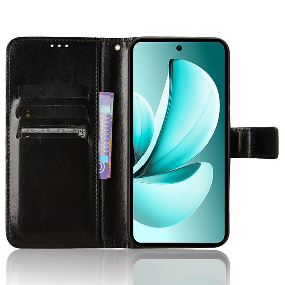 Klapkové puzdro pre Realme C71, Crazy Horse Wallet, čierne