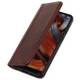 Obal na mobil pre Samsung Galaxy A55 5G, Wallet Litchi Leather, hnedé
