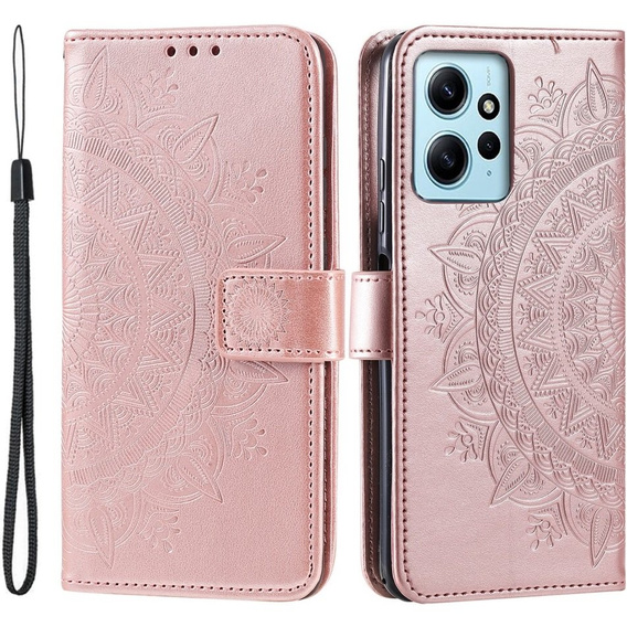 Klapkové puzdro pre Xiaomi Redmi Note 12 4G, Mandala, ružové rose gold