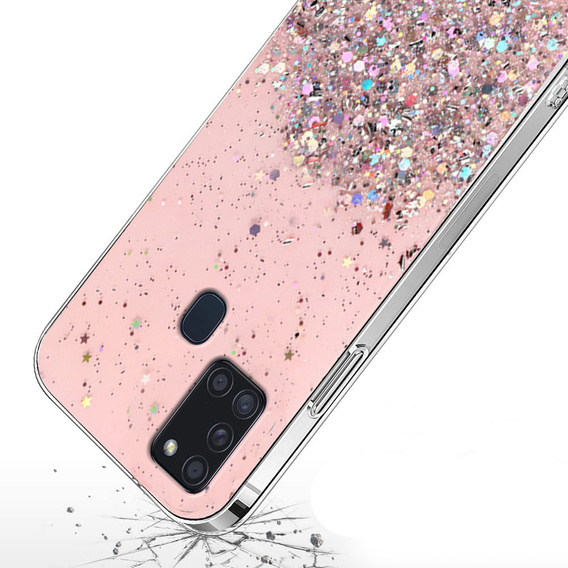 Obal na mobil pre Samsung Galaxy A21S, Glittery, ružové