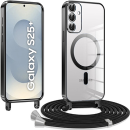 Puzdro pre Samsung Galaxy S25+ Plus, Electro MagSafe, čierne + šnúrka