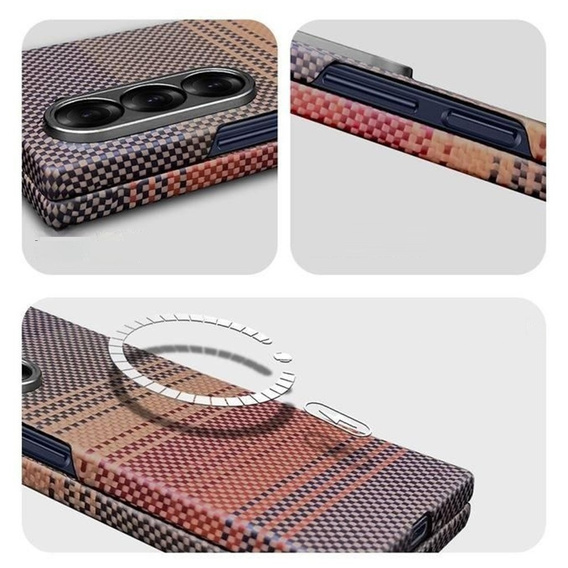 Puzdro pre Samsung Galaxy Z Fold6 5G - magnetické aramidové vlákno, oranžové