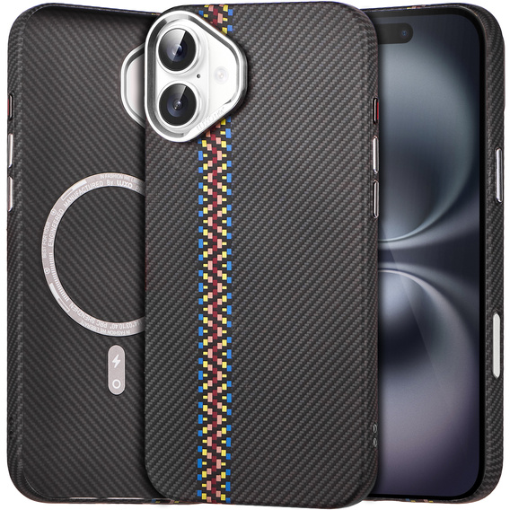 Puzdro pre iPhone 16 Plus, Carbon Fiber MagSafe, čierne