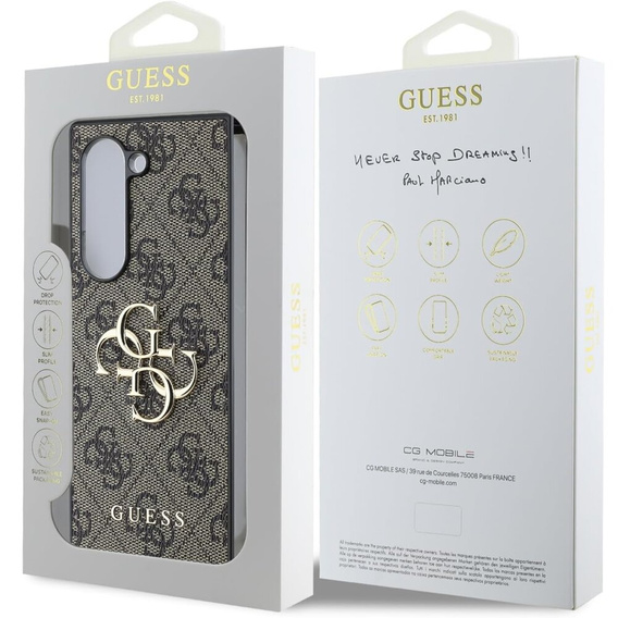 GUESS Obal na mobil pre Samsung Galaxy Z Fold6, 4G Big Metal Logo, hnedé