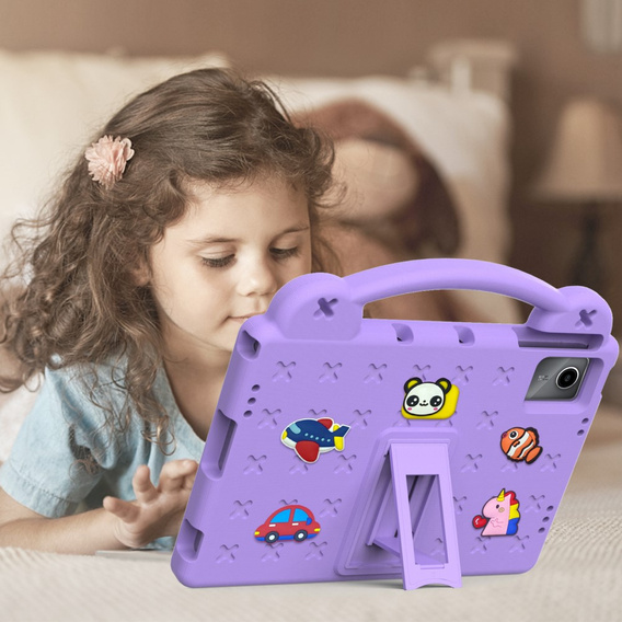 Detské puzdro pre Lenovo Tab M11, Cute Patterns, so stojanom, fialové