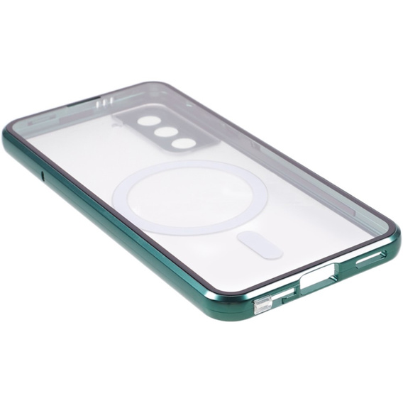 Magnetické puzdro Dual Glass MagSafe pre Samsung Galaxy S21+ Plus, zelený