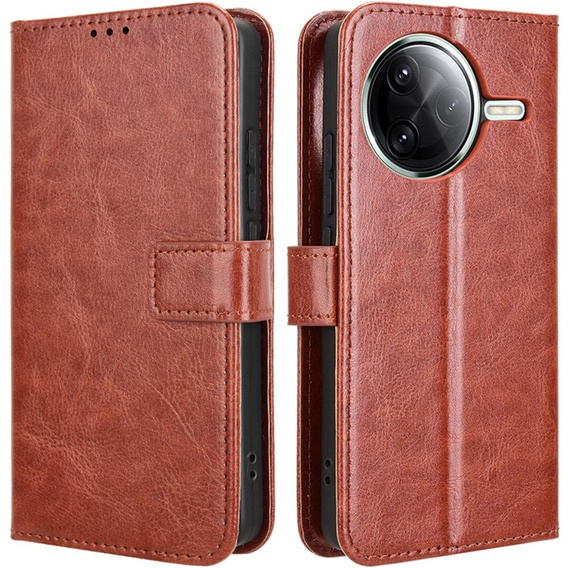 Klapkové puzdro pre Xiaomi Poco F7 Pro, Crazy Horse Wallet, hnedé