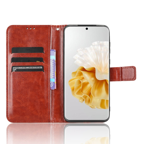 Klapkové puzdro pre Huawei P60 / P60 Pro, Crazy Horse Wallet, hnedé