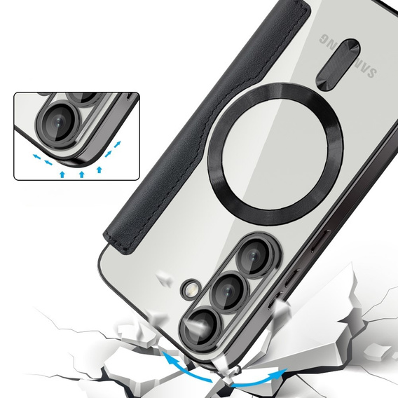 Klapkové puzdro pre Samsung Galaxy S25+ Plus, RFID Wallet MagSafe CamShield, čierne