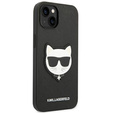 Karl Lagerfeld Obal na mobil pre iPhone 14 Plus, Saffiano Choupette Head Patch, čierne