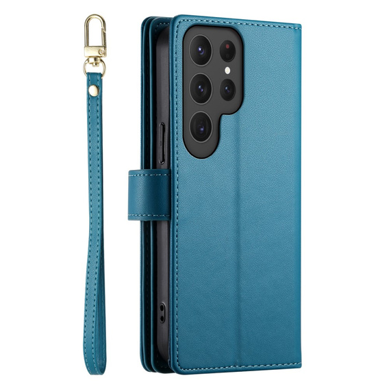 Klapkové puzdro pre Samsung Galaxy S25 Ultra, Wallet Zipper Pocket, modré