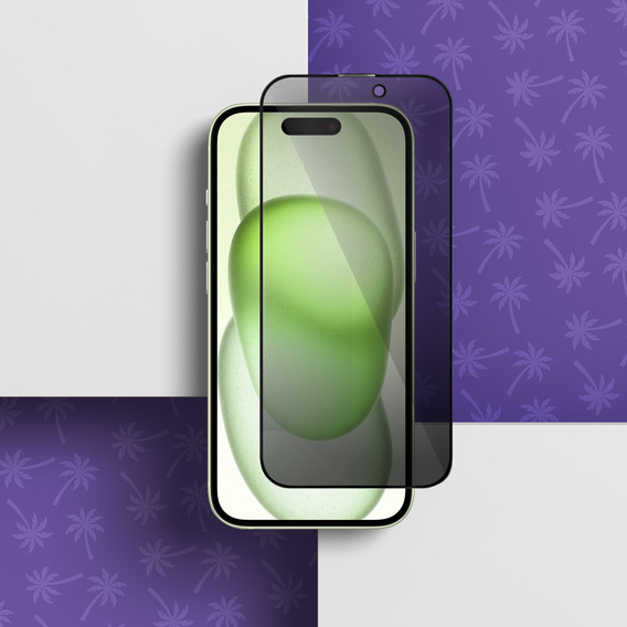 Tmavé sklo na ochranu súkromia Shy Palm pre iPhone 15