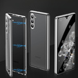 Puzdro pre Samsung Galaxy S23 Plus, Magnetic Dual Glass, strieborné