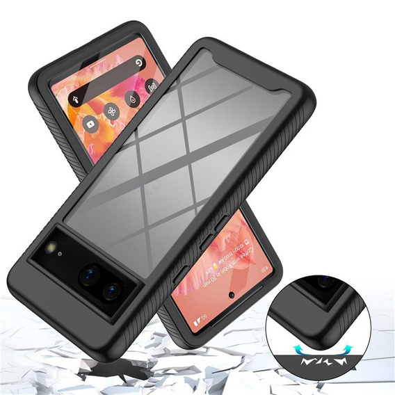 Puzdro pre Google Pixel 7, Shockproof, s fóliou, čierne