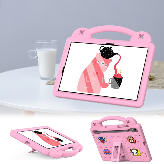 Detské puzdro pre Samsung Galaxy Tab S7/S8/S9, Cute Patterns, so stojanom, ružové
