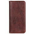 Obal na mobil pre Samsung Galaxy S24, Wallet Litchi Leather, hnedé