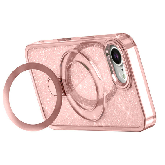 Puzdro iPhone 16e, Glittery Magnetic Kickstand, ružové