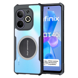 Puzdro pre Infinix Hot 40i, s magnetickým štítkom, transparentné / čierne