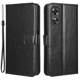 Klapkové puzdro pre Oppo A17, Crazy Horse Wallet, čierne