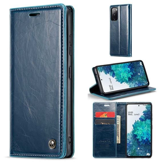 CASEME flipové puzdro pre Samsung Galaxy S20 FE / 5G, Waxy Textured, modré
