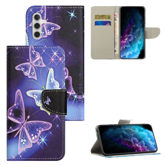 Klapkové puzdro pre Samsung Galaxy M15 5G, Wallet, Sparkling Butterflies