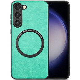 Obal na mobil pre Samsung Galaxy S23+ Plus, Leather Hybrid MagSafe, zelený