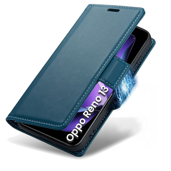 Puzdro pre Oppo Reno 13, ERBORD Glossy Litchi, flipová peňaženka, modré