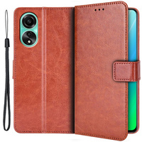 Klapkové puzdro pre Oppo A78 4G, Crazy Horse Wallet, hnedé