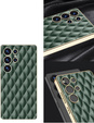 Puzdro pre Samsung Galaxy S25 Ultra, Leather Rhombus, zelený
