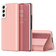 Obal na mobil pre Samsung Galaxy S21 FE, Clear View, ružové rose gold