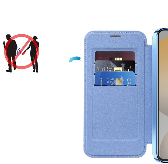 Klapkové puzdro pre Samsung Galaxy S25 FE, RFID Wallet MagSafe CamShield, modré