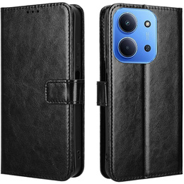 Klapkové puzdro pre Xiaomi Redmi 15C 4G/LTE, Crazy Horse Wallet, čierne