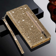 Klapkové puzdro pre Samsung Galaxy A56 5G, Wallet Zipper Pocket Glittery, zlaté