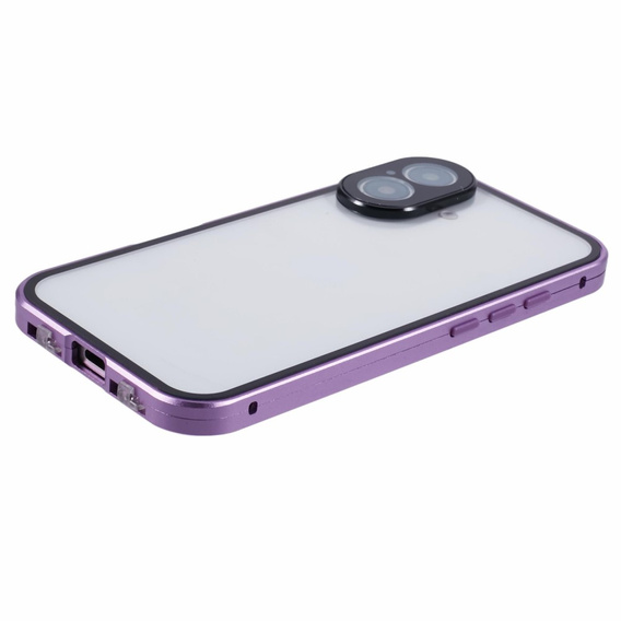 Puzdro pre iPhone 16, Magnetic Dual Glass, fialové