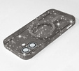 Puzdro pre iPhone 16, ERBORD Glitter MagSafe, čierne + sklo na displej