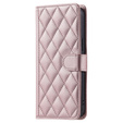 Puzdro s chlopňou pre Samsung Galaxy S25, Rhombus Crossbody Leather, ružové rose gold