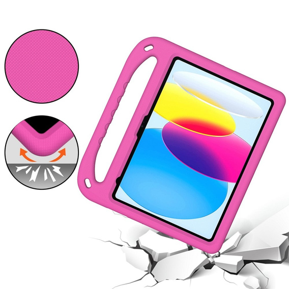 Detské puzdro pre iPad 11" 2025 A16 (11 gen.) / iPad 10.9" 2022 (10 gen.), s rukoväťou, ružové