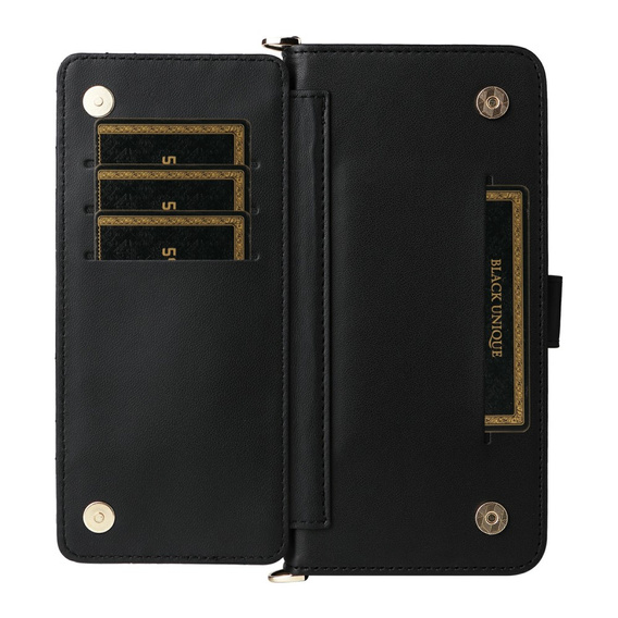 Puzdro s chlopňou pre Xiaomi Redmi A5, Crossbody Leather Wallet, čierne