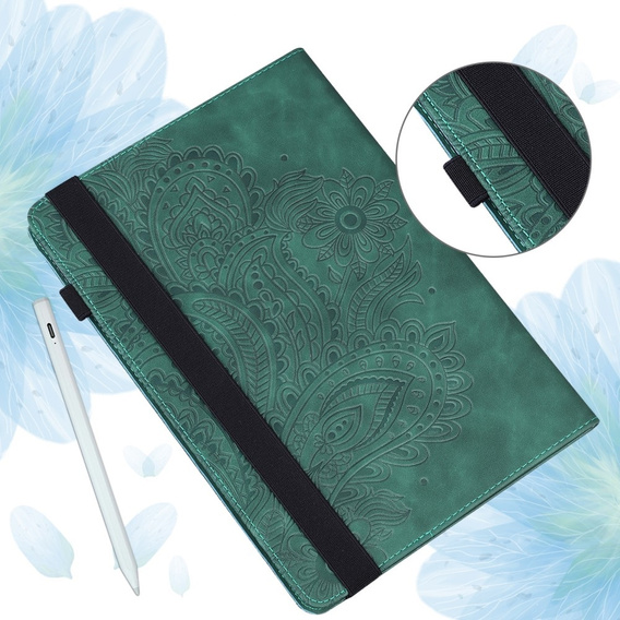 Puzdro s chlopňou pre Xiaomi Redmi Pad SE 11", flower, zelený