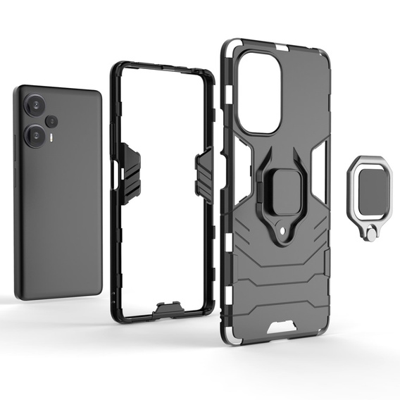 Obal na mobil pre Poco F5 5G, Kickstand Ring, čierne